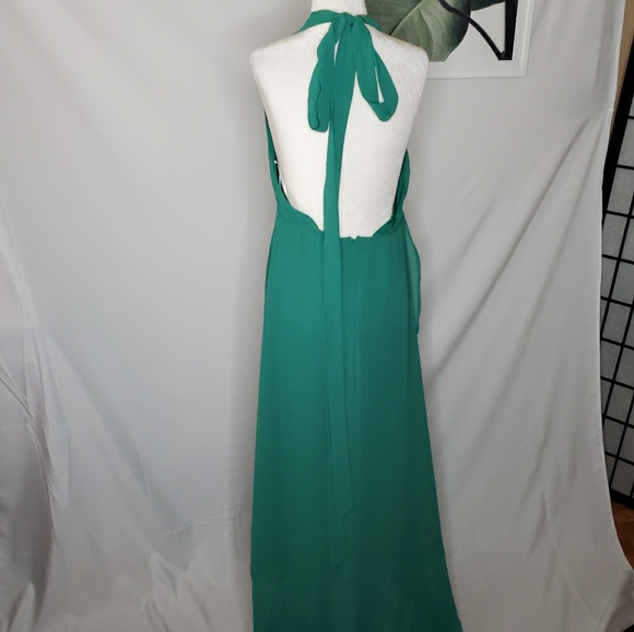 Lulus Green Halter Maxi Dress Ruffles Bridesmaid - Picture 10 of 10
